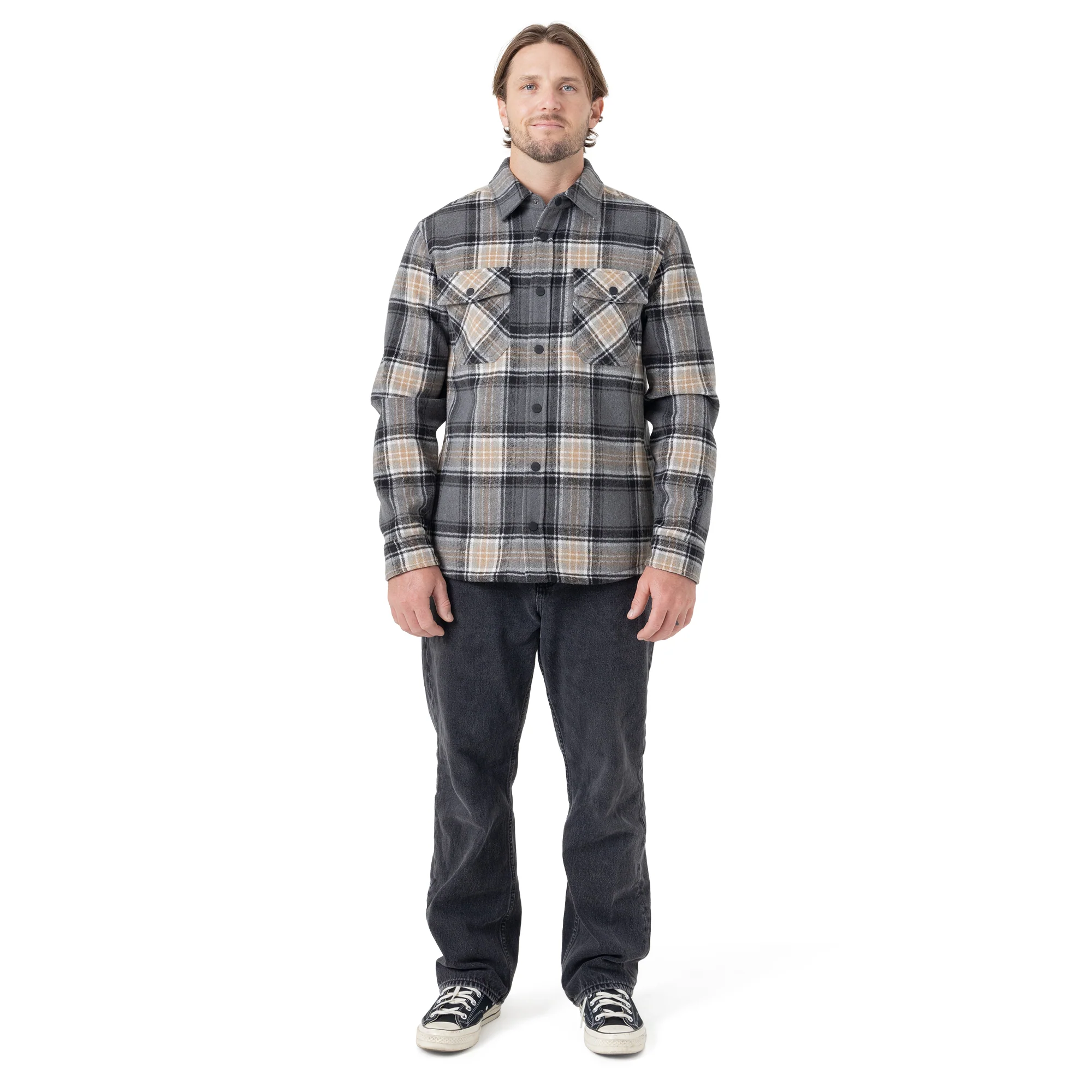 Front Snap Fleece Jacket - Greypld - Image 3